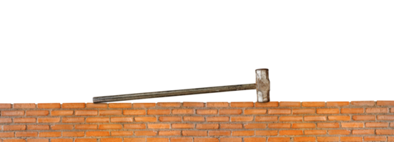 Pound hammer on red brick wall PNG transparent