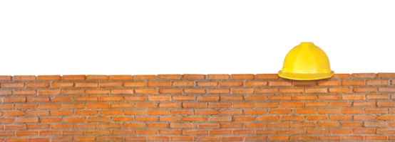 Yellow safety helmet  red brick wall PNG transparent