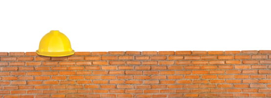 Engineer helmet, red brick wall PNG transparent
