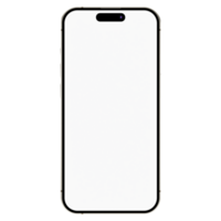 Front side view photo of white smartphone or mobile phone without background. Template for mockup png