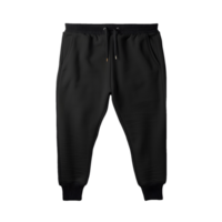 ai generato foto di pulito nero jogger pantaloni senza sfondo. pronto per modello png