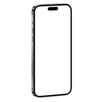 Detailed isometric style photo of gray smartphone without background. Template for mockup png