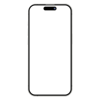 Front side view photo of white smartphone or mobile phone without background. Template for mockup png