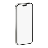 Detailed isometric style photo of smartphone without background. Template for mockup png