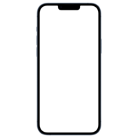 Front side view photo of blue smartphone or mobile phone without background. Template for mockup png