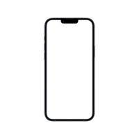 Front side view photo of gray smartphone or mobile phone without background. Template for mockup png