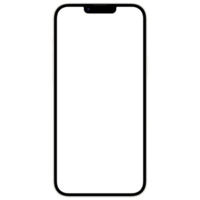 Front side view photo of white smartphone or mobile phone without background. Template for mockup png