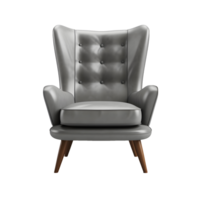 AI generated Front side view photo of beautiful soft gray chair without background png