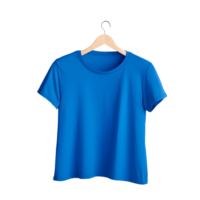 AI generated Photo of clean blue t-shirt without background. Ready for mockup png