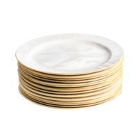 AI generated Stack of white plastic plates without background png