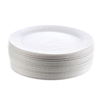 AI generated Stack of white plastic plates without background png