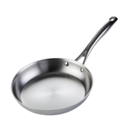 AI generated Photo of chrome frying pan from above without background png