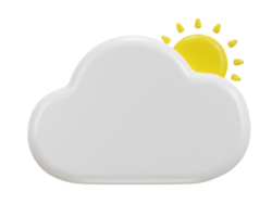 Cloud with sun 3d realistic weather icon 3d rendering illustration png