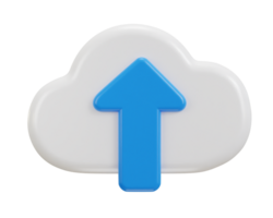 Cloud system with up arrow upload icon 3d rendering icon png