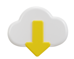 cloud download icon 3d rendering illustration png