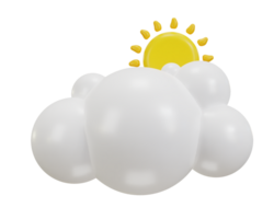 nuage avec Soleil 3d réaliste temps icône 3d le rendu illustration png