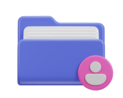 folder with user icon symbol file management database data storage concept 3d icon png