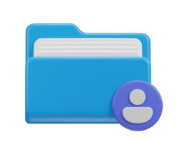folder with user icon symbol file management database data storage concept 3d icon png