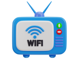 rétro la télé avec antenne et mélangeur pour le Wifi signal réseau concept 3d icône png