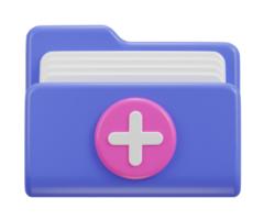 Folder with plus documents add folder concept 3d icon png