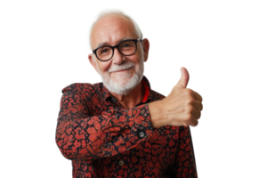 AI generated Happy elderly person showing thumbs up gesture png