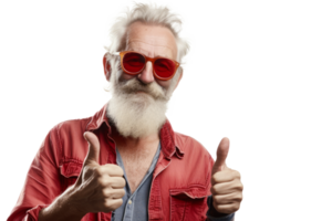 AI generated Happy elderly person showing thumbs up gesture png