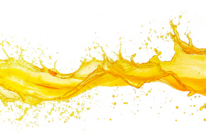 AI generated Orange juice splashes and drops isolated png