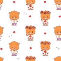 Seamless pattern with bears  girl and boy png