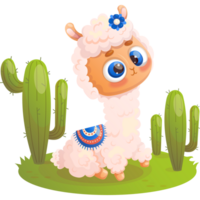 Llama alpaca   with cactus png