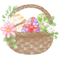 uma cesta cheio do Páscoa ovos. png