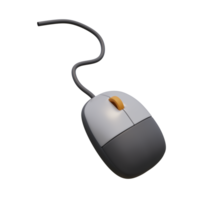 3d render illustration of computer mouse with cable. Technology concept. Illustration for web or app design png