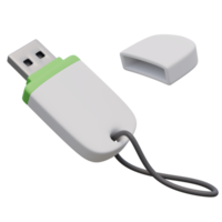 3d render illustration of open white usb flash drive. Technology concept. Illustration for web or app design png