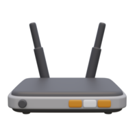 3d render ilustração do Wi-fi modem roteador com botões e antena. tecnologia conceito. ilustração para rede ou aplicativo Projeto png