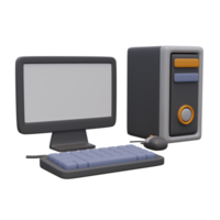 3d render illustration of personal computer with monitor keyboard and mouse. Technology concept. Illustration for web or app design png