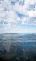 Sky over water in open sea and clouds, calm with space for text photo