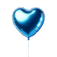 AI generated A shiny, blue heart balloon for party and celebration png