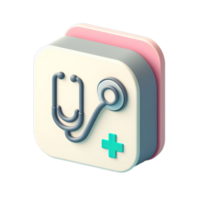 3D of a medical icon with a stethoscope on it png