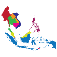sud-est Asia nazione carta geografica. carta geografica di sud-est Asia nel multicolore. png