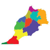 Morocco map. Map of Morocco in administrative provinces in multicolor png