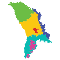Moldova map. Map of Moldova in three main regions in multicolor png