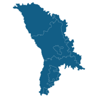 Moldova map. Map of Moldova in three main regions in blue color png