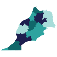 Morocco map. Map of Morocco in administrative provinces in multicolor png