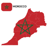 Map of Morocco with national flag of Morocco png