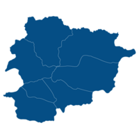 Andorra kaart. kaart van Andorra in administratief provincies in blauw kleur png