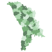 Moldova map. Map of Moldova in administrative provinces in multicolor png