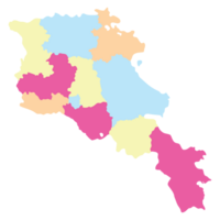 armenia Karta. Karta av armenia i administrativ provinser i Flerfärgad png