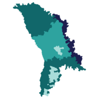 Moldavië kaart. kaart van Moldavië in drie hoofd Regio's in veelkleurig png