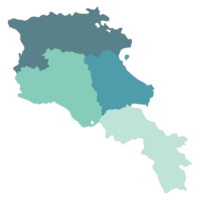 Armenia map. Map of Armenia in four main regions in multicolor png