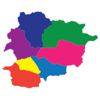 Andorra Karte. Karte von Andorra im administrative Provinzen im Mehrfarbig png