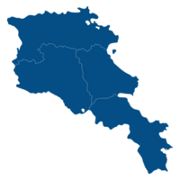 Armenia map. Map of Armenia in four main regions in blue color png